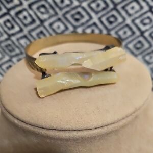 Elegant Gold and Cream Women's Bangle Bracelet